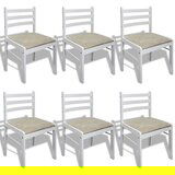 Maison Chic Jedilni stoli - Vzorci stoli 6 kosov beli trden les in žamet A1064, (22032651) | Shoptok.si