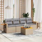 Maison Chic Seti vrtnega pohištva - Vrtna garnitura - Vrtni pohištvo set 5-delna z blazinami bež poli ratan, (21819941) | Shoptok.si