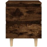  Nočna omarica z lesenimi nogami dimljeni hrast 40x35x50 cm, (20624366) | Shoptok.si
