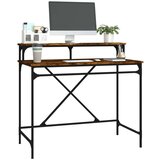  Radni stol boja dimljenog hrasta 100x50x90 cm drvo i željezo | shoptok.hr