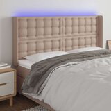  LED posteljno vzglavje kapučino 147x16x118/128 cm umetno usnje, (20933935) Cene