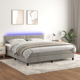 The Living Store Box spring postelja z vzmetnico LED svetlo siva 180x200cm žamet - Box Spring Postelja, (21488864) Cene