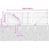 vidaXL Hexagonalna ograja Zelena 0.8x25 m Jeklo, Stebrički za ograjo s sidrom 13 kos Ø32 mm 100 cm Galvanizirano jeklo | Shoptok.si