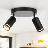 Nettlife LED stropna svetilka z 2 plamenoma - črna GU10 stropna svetilka Vrtljivi reflektor Lesena stenska svetilka Stenski reflektor, (22116914) | Shoptok.si