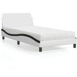 vidaXL Postelja z vzmetnico bela in črna 100x200 cm umetno usnje | Shoptok.si