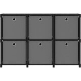 The Living Store Regal s 6 škatlami črn 103x30x72,5 cm blago - Razstavna Polica, (21503942) | Shoptok.si