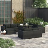 Poli 10-dijelna vrtna garnitura od poliratana s jastucima crna | shoptok.hr