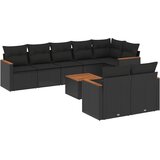  9-dijelni set vrtnih sofa s jastucima crni od poliratana | shoptok.hr