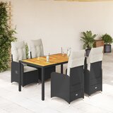 vidaXL 5-dijelni vrtni bistro set od poliratana s jastucima crni | shoptok.hr