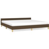 The Living Store Posteljni okvir brez vzmetnice temno rjav 200x200 cm blago - Posteljni Okvir Z Vzglavjem, (21527065) | Shoptok.si