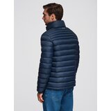 Ombre Men's lightweight jacket of combined materials with hood and decorative quilting - black | shoptok.hr