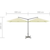  Dvojni senčnik z jeklenim drogom peščen 600x300 cm | Shoptok.si