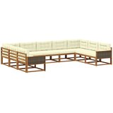 vidaXL Zunanja garnitura za sedenje z blazino 9 pcs Naravna in smetana, (5000280645) | Shoptok.si