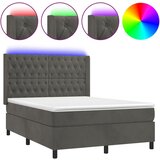 The Living Store Box spring postelja z vzmetnico LED temno siva 140x190 cm žamet - Box Spring Postelja, (21491491) | Shoptok.si
