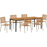  Set za objedovanje u vrtu od 7 dijelova bež poli ratan akacija stogaste stolice s jastučićima - set od 2 u bež poli ratan vrtn | shoptok.hr