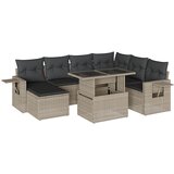 Maison Chic Seti vrtnega pohištva - Vrtna garnitura - Vrtni pohištvo set 8-delna z blazinami sv. siv poli ratan, (21799247) | Shoptok.si