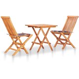 vidaXL 3-dijelni bistro set od tikovine s crvenim kariranim jastucima Cijene
