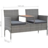  Vrtni dvosjed sa stolićem za kavu 143 cm od poliratana sivi | shoptok.hr