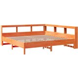  Knjižna postelja brez vzmetnice vošč. rjava 200x200 cm borovina, (21791427) | Shoptok.si
