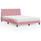 vidaXL Krevet s madracem ružičasti 140x190 cm baršunasti | shoptok.hr