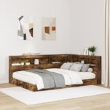  Krevetna polica s policom s uzglavljem s pohranom 2 pcs Dimljeni hrast 140 x 200 cm | shoptok.hr
