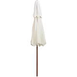  Dvoslojni suncobran 270 x 270 cm s drvenim stupom krem bijeli | shoptok.hr