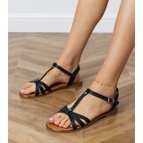 Gemre Black flat buckle sandals Sabrina | shoptok.hr