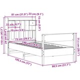  Knjižna postelja brez vzmetnice vošč. rjava 75x190 cm borovina, (21532764) | Shoptok.si