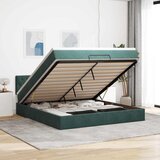 vidaXL Otomanska postelja z vzmetnico & LED temno zelena 160x200cm, (22012056) | Shoptok.si