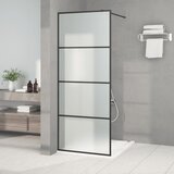 Pregrada za tuš crna 80 x 195 cm s mutnim staklom ESG | shoptok.hr