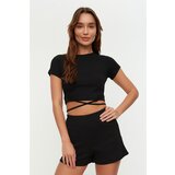Trendyol Black Tie Detailed Camisole Knitted Blouse Cene