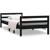  Posteljni okvir črn 75x190 cm trdna borovina, (20723574) | Shoptok.si
