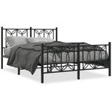 vidaXL Kovinski posteljni okvir z vzglavjem in vznožjem črn 135x190 cm | Shoptok.si