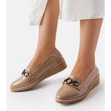 Gemre Beige patent wedge loafers Erin Cijene