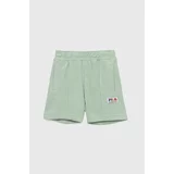 Fila Dječje pamučne kratke hlače boja: zelena, s aplikacijom, podesivi struk