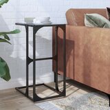  Bočni stolić s crnom staklom 40 x 30 x 61 5 cm čelični | shoptok.hr
