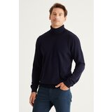 ALTINYILDIZ CLASSICS Men's Navy Blue Anti-Pilling, Anti-Pilling Feature Standard Fit Full Turtleneck Knitwear Sweater. Cene