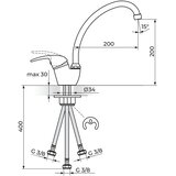 Rosan King baterija za sudopera 3 cevi izliv 200mm ø18mm | Eponuda.com