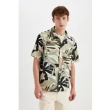 Defacto Regular Fit Hawaiian Printed Cotton Short Sleeve Shirt