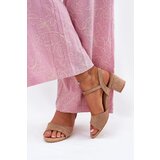 EVENTO Eco Suede Classic Women's Heeled Sandals Beige Zarnella | shoptok.hr