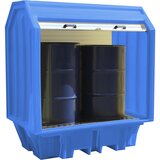 eurokraft basic PE-odlagališče za nevarne snovi, z žaluzijo, za sode 2 x 200 l, prestrezna prostornina 230 l | Shoptok.si