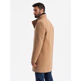 Ombre Men's coat with asymmetrical fastening and high collar - light brown | Shoptok.si