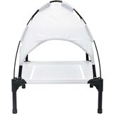 vidaXL Dvignjena postelja za pse s snemljivo streho srebrna siva M jeklo | Shoptok.si