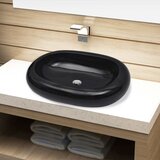 vidaXL Keramični Kopalniški Umivalnik Črn Ovalen, (5000179266) | Shoptok.si