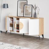 Marckeric Bijela/u prirodnoj boji niska komoda u dekoru hrasta 180x82 cm Vae – | shoptok.hr