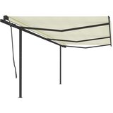 vidaXL Ročno zložljiva tenda s stebrički 6x3,5 m krem, (20760056) | Shoptok.si