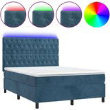  Krevet box spring s madracem LED tamnoplavi 140x200 cm baršun | shoptok.hr