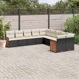  10-dijelni set vrtnih sofa s jastucima crni od poliratana | shoptok.hr