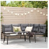 vidaXL Set vrtnih sofa s jastucima crni od čelika i tekstilena | shoptok.hr