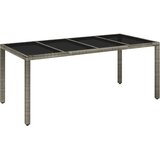  Vrtni stol sa staklenom pločom sivi 190x90x75 cm od poliratana | shoptok.hr